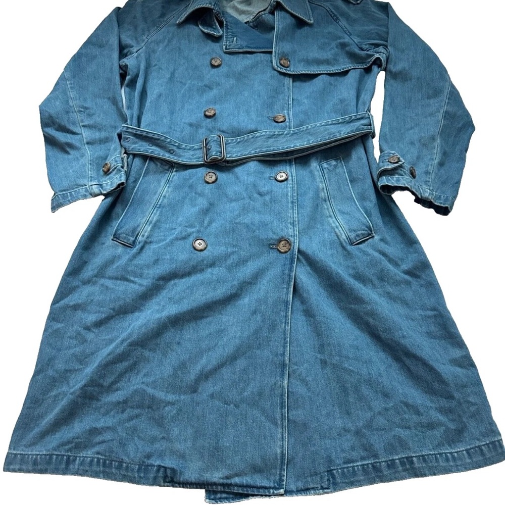 Lauren Ralph Lauren Light Blue Denim Trench Coat 16W - Picture 4 of 14